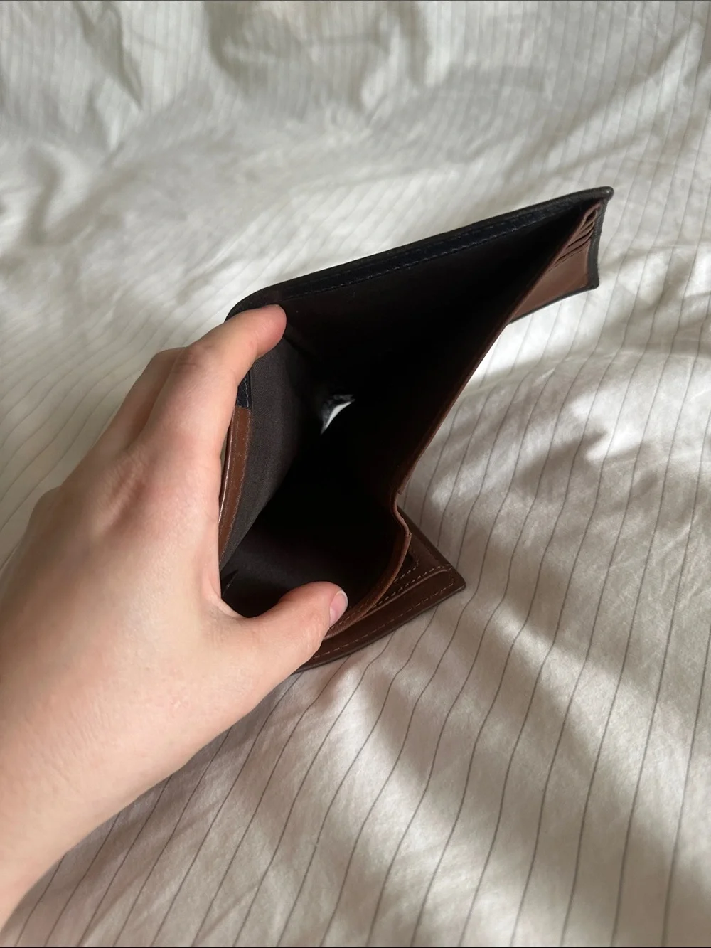 Fossil Brown Leather Wallet with Black Accent Panel